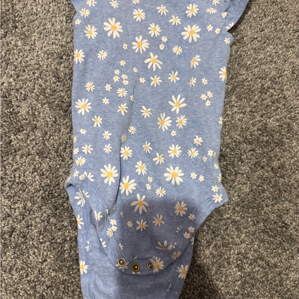Jumping Beans Blue And White Bodysuit With Daisy Print